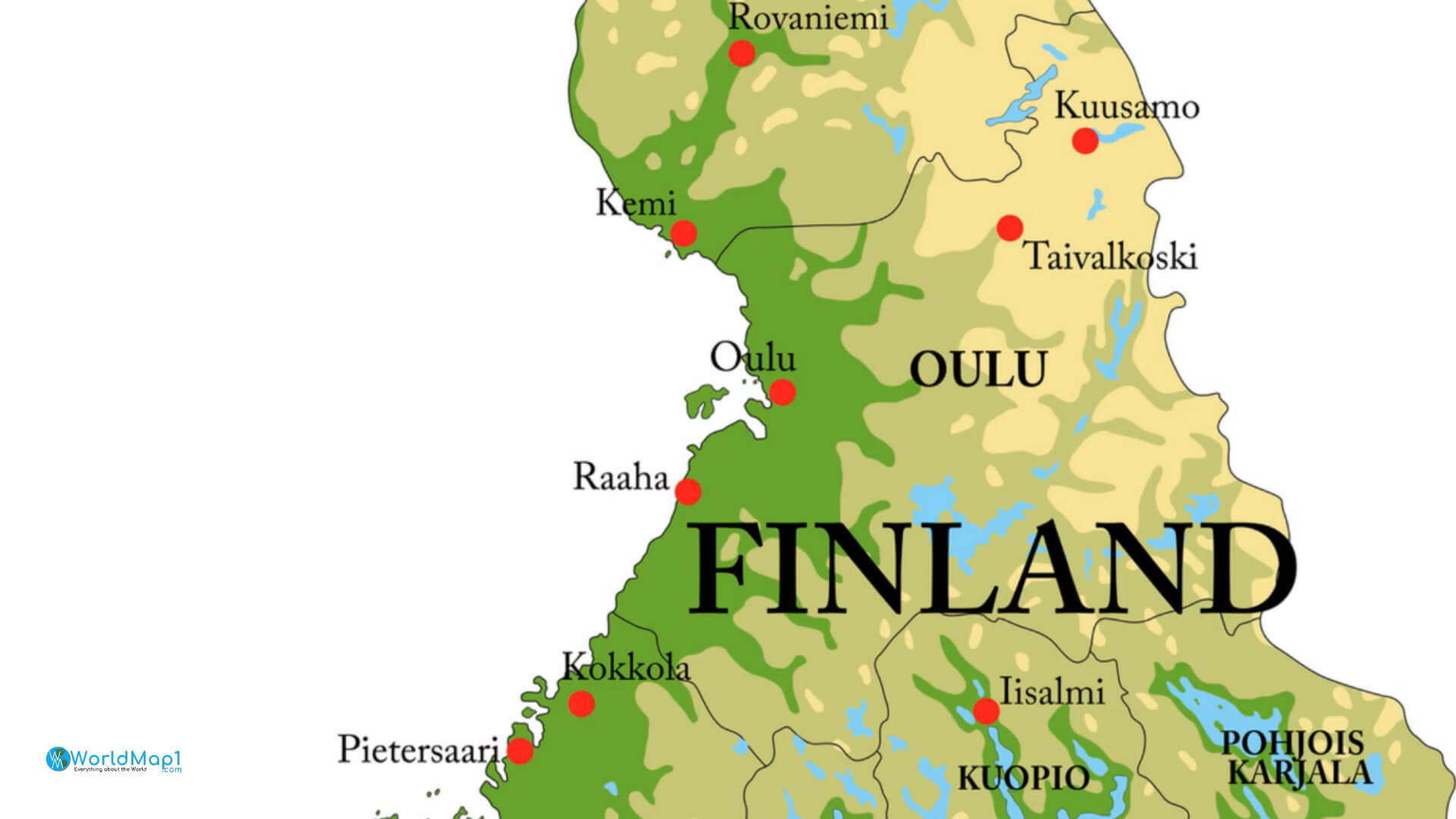 Englische Karte von Finnland